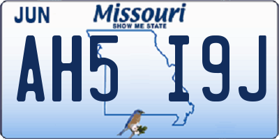 MO license plate AH5I9J