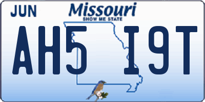 MO license plate AH5I9T