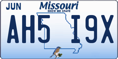 MO license plate AH5I9X