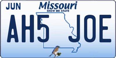 MO license plate AH5J0E