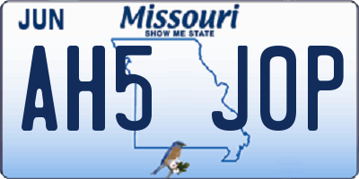 MO license plate AH5J0P