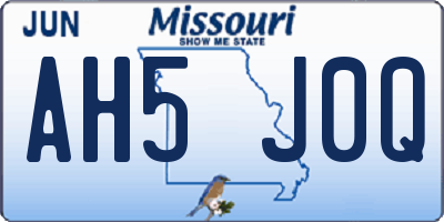MO license plate AH5J0Q