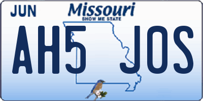 MO license plate AH5J0S