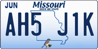 MO license plate AH5J1K