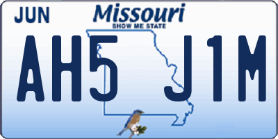 MO license plate AH5J1M