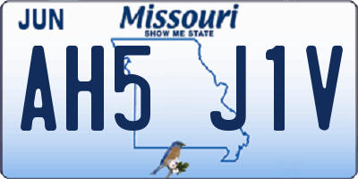 MO license plate AH5J1V
