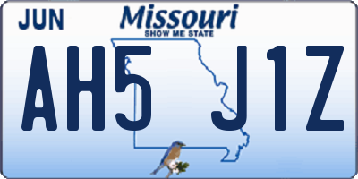 MO license plate AH5J1Z