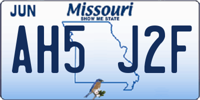 MO license plate AH5J2F