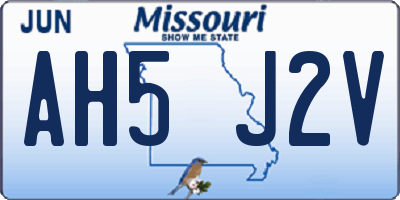MO license plate AH5J2V