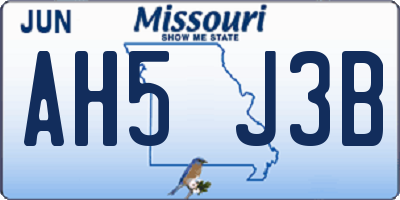 MO license plate AH5J3B