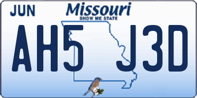 MO license plate AH5J3D