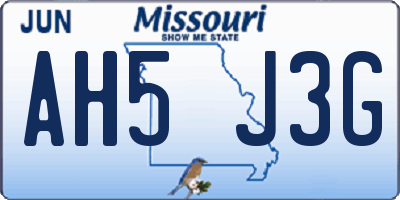 MO license plate AH5J3G