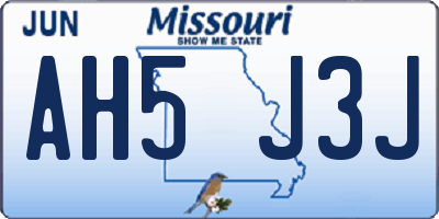 MO license plate AH5J3J
