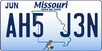 MO license plate AH5J3N