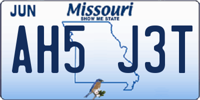 MO license plate AH5J3T