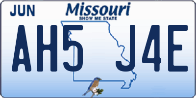 MO license plate AH5J4E