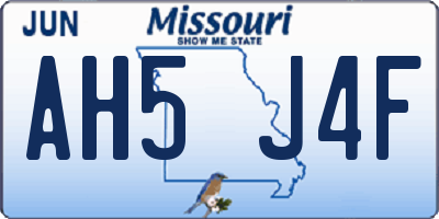 MO license plate AH5J4F