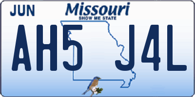 MO license plate AH5J4L