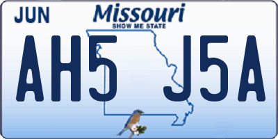 MO license plate AH5J5A
