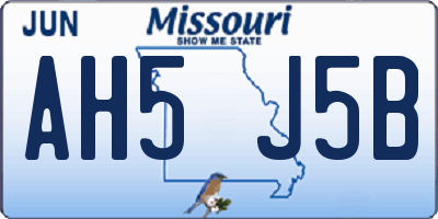MO license plate AH5J5B