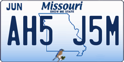 MO license plate AH5J5M