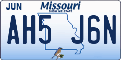 MO license plate AH5J6N
