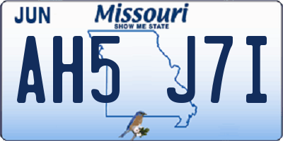MO license plate AH5J7I