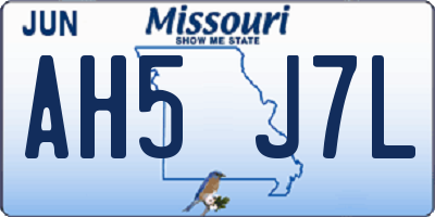 MO license plate AH5J7L