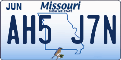 MO license plate AH5J7N