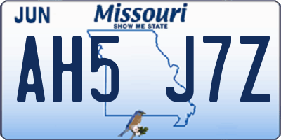 MO license plate AH5J7Z