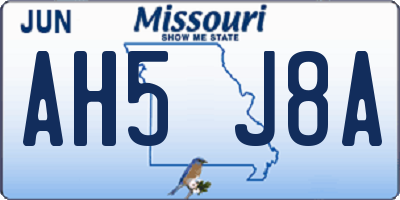 MO license plate AH5J8A