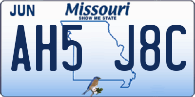 MO license plate AH5J8C