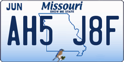 MO license plate AH5J8F