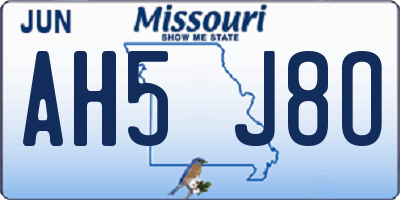 MO license plate AH5J8O