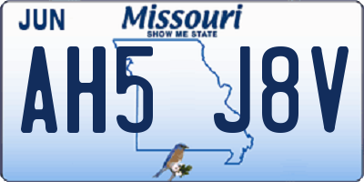 MO license plate AH5J8V