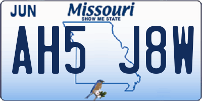 MO license plate AH5J8W