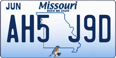 MO license plate AH5J9D