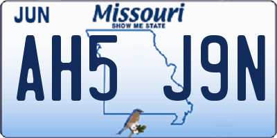 MO license plate AH5J9N