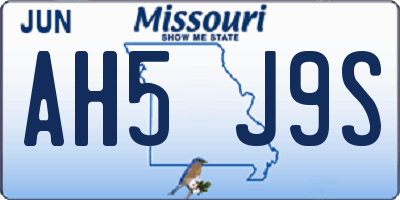 MO license plate AH5J9S
