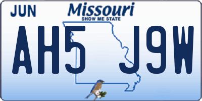 MO license plate AH5J9W