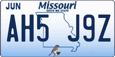 MO license plate AH5J9Z