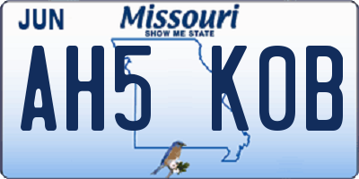 MO license plate AH5K0B