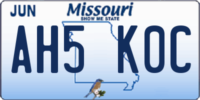 MO license plate AH5K0C
