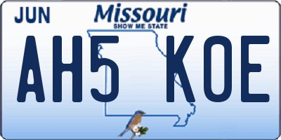 MO license plate AH5K0E