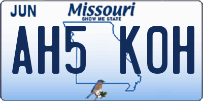 MO license plate AH5K0H