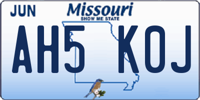 MO license plate AH5K0J