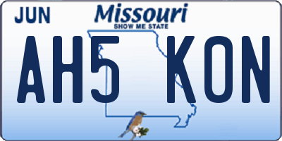 MO license plate AH5K0N