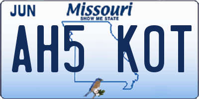 MO license plate AH5K0T