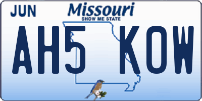 MO license plate AH5K0W