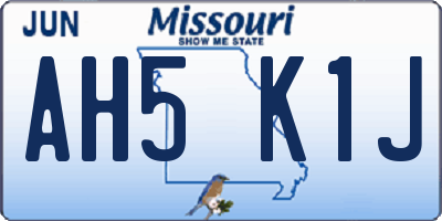 MO license plate AH5K1J
